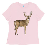Bubblegum Pink white tailed buck deer Ladies Tee - LillyAllenDesigns