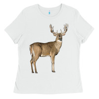 White white tailed buck deer Ladies Tee - LillyAllenDesigns