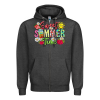 Charcoal Heather Sweet Summer Time Zipper Hoodie - CowhideDigitalArt