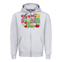 Heather Grey Sweet Summer Time Zipper Hoodie - CowhideDigitalArt