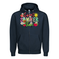 Navy Sweet Summer Time Zipper Hoodie - CowhideDigitalArt