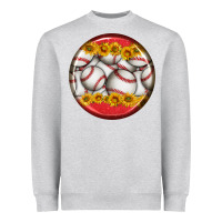 Heather Grey baseball with sunflower round earrings Heavyweight Sweatshirt - BundleAndBundleShop