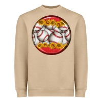 Mushroom baseball with sunflower round earrings Heavyweight Sweatshirt - BundleAndBundleShop