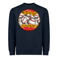 Baseball With Sunflower Round Earrings Heavyweight Sweatshirt | Teevron
