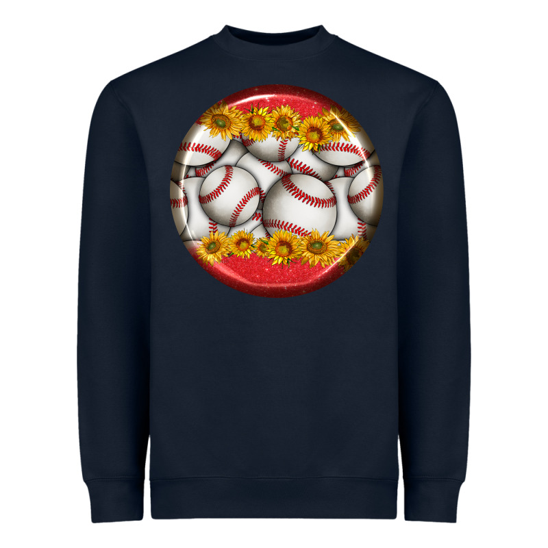 Baseball With Sunflower Round Earrings Heavyweight Sweatshirt by BundleAndBundleShop | Teevron
