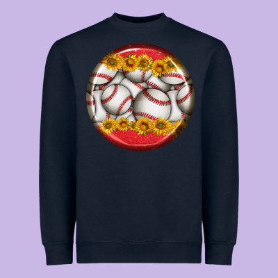 Baseball With Sunflower Round Earrings Heavyweight Sweatshirt Designed By Bundleandbundleshop