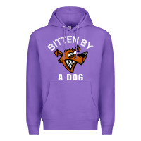 Purple bitten by a dog angry dog bite funny gift Premium Hoodie - lanVoArt