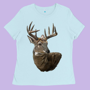 White Tailed Buck Deer Head Ladies Tee Designed By Lillyallendesigns