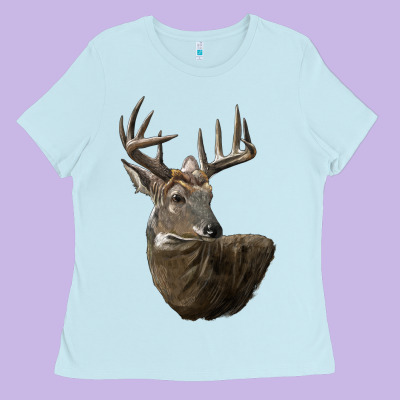 White Tailed Buck Deer Head Ladies Tee Designed By Lillyallendesigns