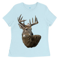 Baby Blue white tailed buck deer head Ladies Tee - LillyAllenDesigns
