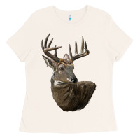 Bone white tailed buck deer head Ladies Tee - LillyAllenDesigns