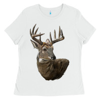 White white tailed buck deer head Ladies Tee - LillyAllenDesigns