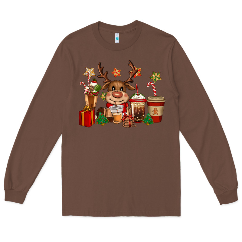 Reindeer Coffe Cups Christmas Long Sleeve Tee by CowGirlArtShop | Teevron