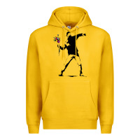 Lemon banksy protester throwing flowers Premium Hoodie - lanVoArt