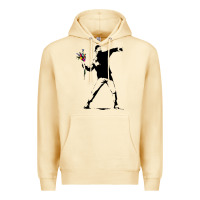 Pina Colada banksy protester throwing flowers Premium Hoodie - lanVoArt