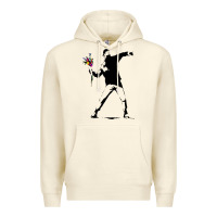 Sandshell banksy protester throwing flowers Premium Hoodie - lanVoArt