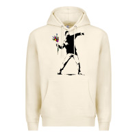 Tofu banksy protester throwing flowers Premium Hoodie - lanVoArt