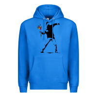 True Royal banksy protester throwing flowers Premium Hoodie - lanVoArt