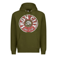 Army Green vintage retro iron city(beer) proof Premium Hoodie - lanVoArt
