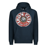 Navy vintage retro iron city(beer) proof Premium Hoodie - lanVoArt