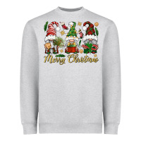 Heather Grey Merry Christmas Gnomes Heavyweight Sweatshirt - BundleAndBundleShop