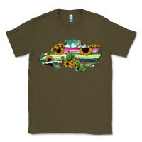 Army Green North Carolina Map Sunflower Cactus Serape Classic Tee - RanaPortraitStore