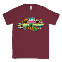 Burgundy North Carolina Map Sunflower Cactus Serape Classic Tee - RanaPortraitStore