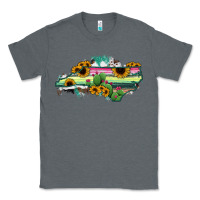 Charcoal Heather North Carolina Map Sunflower Cactus Serape Classic Tee - RanaPortraitStore