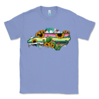 Colony Blue North Carolina Map Sunflower Cactus Serape Classic Tee - RanaPortraitStore