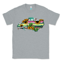 Heather Grey North Carolina Map Sunflower Cactus Serape Classic Tee - RanaPortraitStore