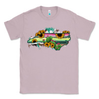 Lilac North Carolina Map Sunflower Cactus Serape Classic Tee - RanaPortraitStore