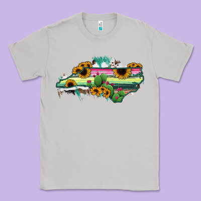 North Carolina Map Sunflower Cactus Serape Classic Tee Designed By Ranaportraitstore