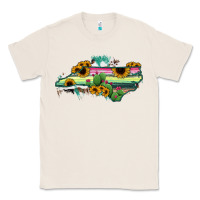 Natural North Carolina Map Sunflower Cactus Serape Classic Tee - RanaPortraitStore