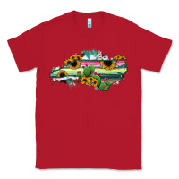 Red North Carolina Map Sunflower Cactus Serape Classic Tee - RanaPortraitStore