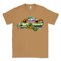 Toasted Coconut North Carolina Map Sunflower Cactus Serape Classic Tee - RanaPortraitStore