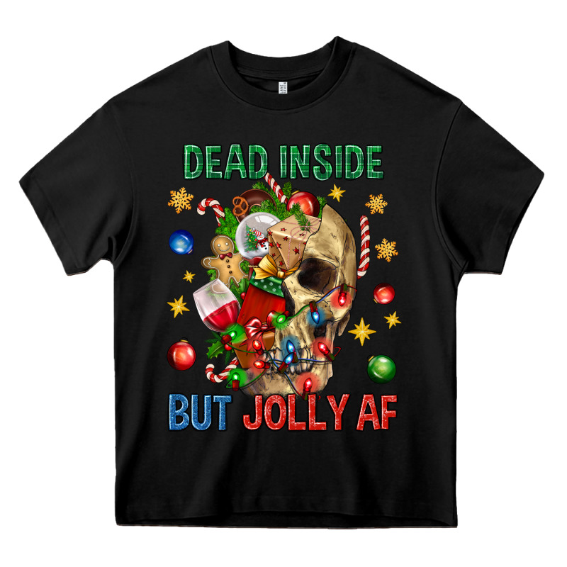 Dead Inside But Jolly Af Heavy Core Tee by BundleAndBundleShop | Teevron