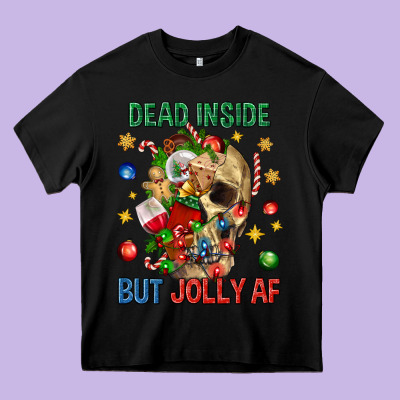 Dead Inside But Jolly Af Heavy Core Tee Designed By Bundleandbundleshop