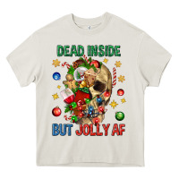 Cream Dead Inside But Jolly Af Heavy Core Tee - BundleAndBundleShop