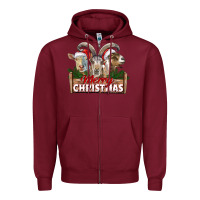 Burgundy Merry Christmas Goats Zipper Hoodie - LillyAllenDesigns