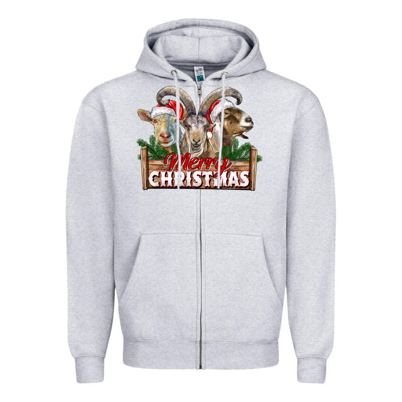 Merry Christmas Goats Zipper Hoodie by LillyAllenDesigns | Teevron