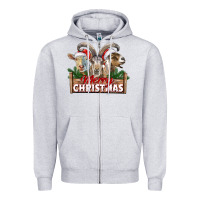 Heather Grey Merry Christmas Goats Zipper Hoodie - LillyAllenDesigns