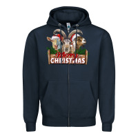 Navy Merry Christmas Goats Zipper Hoodie - LillyAllenDesigns