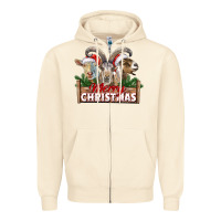 Sandshell Merry Christmas Goats Zipper Hoodie - LillyAllenDesigns