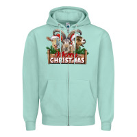 Seafoam Merry Christmas Goats Zipper Hoodie - LillyAllenDesigns