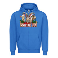 True Royal Merry Christmas Goats Zipper Hoodie - LillyAllenDesigns