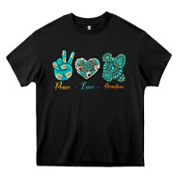 Black Peace Love Gemstone Heavy Core Tee - BundleAndBundleShop
