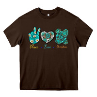Chocolate Brown Peace Love Gemstone Heavy Core Tee - BundleAndBundleShop