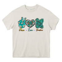Cream Peace Love Gemstone Heavy Core Tee - BundleAndBundleShop