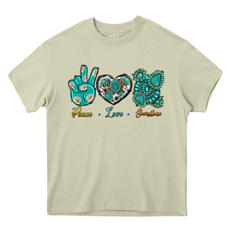 Peace Love Gemstone Heavy Core Tee by BundleAndBundleShop | Teevron