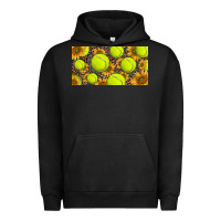 Pigment Black tennis ball with sunflower and racket  licence plato Urban Hoodie - BarkalooDesign
